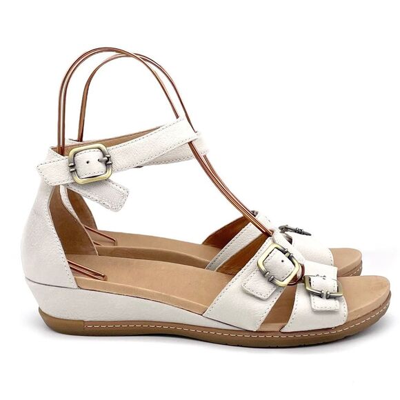 Dansko Astrid Sandals Textured Ivory Nubuck Leather Comfort Shoe Size 42 | 11.5 - Picture 6 of 16